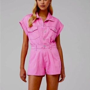 Blank NYC Pink Denim Romper S $98